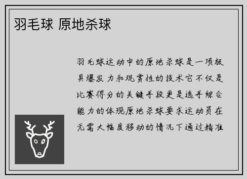 羽毛球 原地杀球