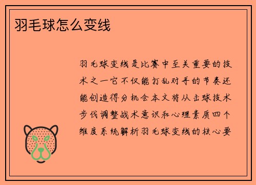 羽毛球怎么变线